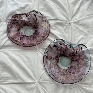 Pair of hand blown glass dishes